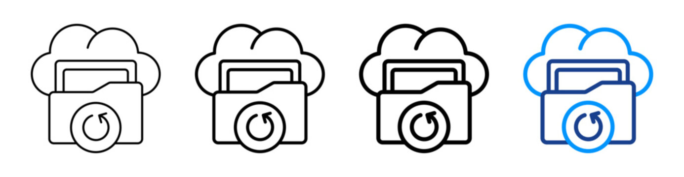 Cloud Data Backup Icon Different Style Outline Collection Set