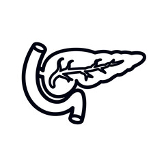 Naklejka premium Medical illustration of a human pancreas organ in outline style