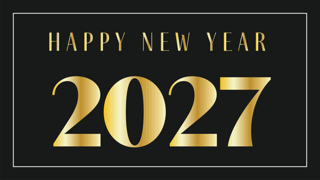 luxury happy new year 2027 gold typography banner with elegant festive celebration background