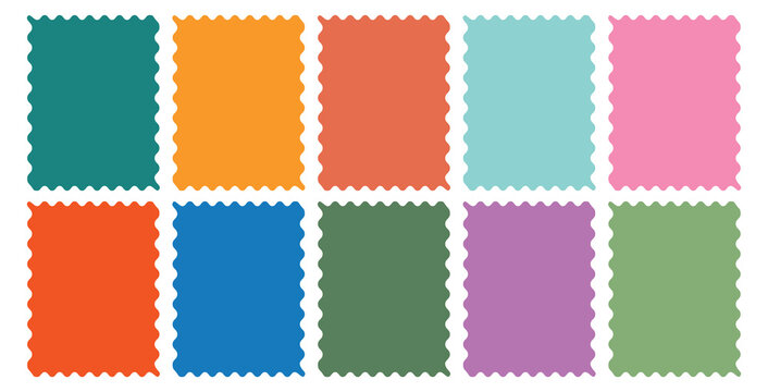 Colorful wavy rectangles Frames Collection. Creative solid style vector set on light background.