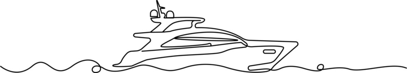 Continuous line drawing Luxury yacht, boat, sailing vessel, watercraft, nautical icon © ANJALI