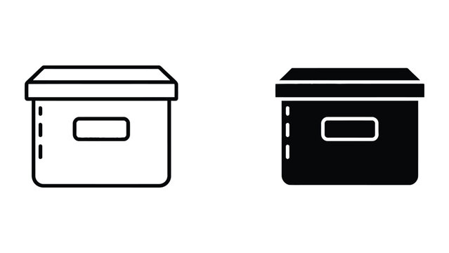 Simple storage box icon pair flat design