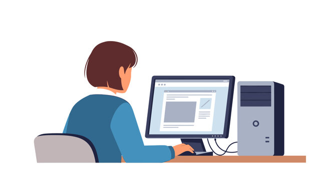 Person working on a desktop computer with modern technology setup