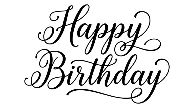 Elegant script typography design conveying 'Happy Birthday' message, ideal for festive greetings and special occasion projects