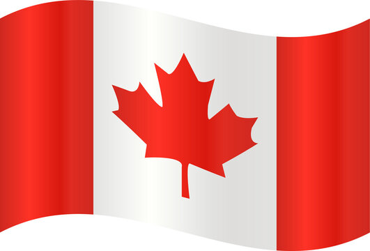 Realistic Canada Waving Flag Icon 3D Glossy Country Badge Vector