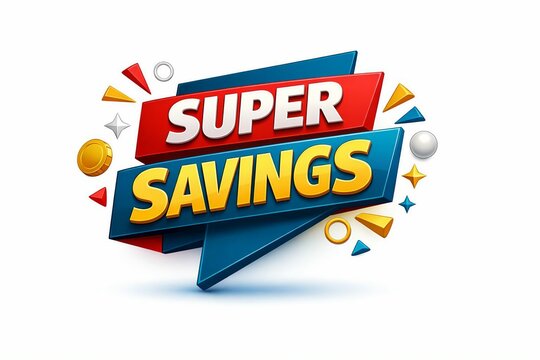 Super savings colorful promotional banner with confetti explosion
