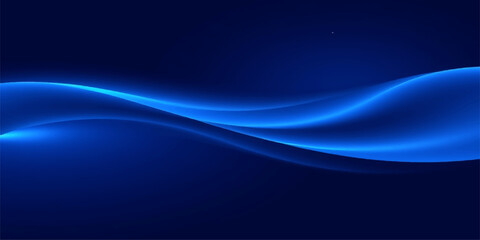 Fototapeta premium Abstract blue wavy light streaks flowing across a dark background, evoking a sense of movement and futuristic technology.