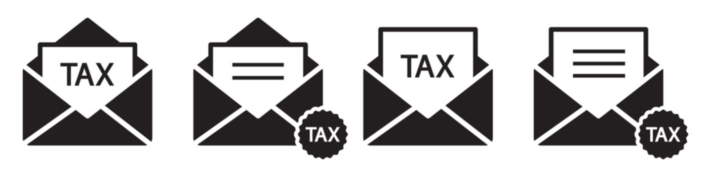Tax mail message envelope icon illustration