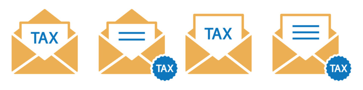 Tax mail message envelope icon illustration