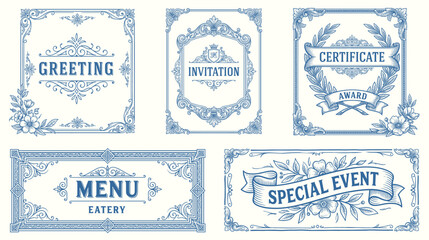 Vintage vector set retro cards. Template greeting card border or invitation © bow