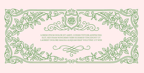 Vintage frame for greeting cards, wedding and birthday party, picnic invitations in cute elegant coquette style. Hand drawn ribbons border illustration for social media decoration template. © bow