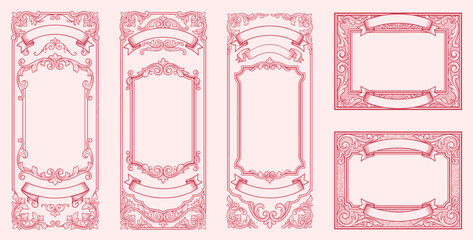 Vintage vector set retro cards. Template greeting card border or invitation © bow