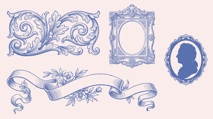 Vintage vector set retro cards. Template greeting card border or invitation © bow