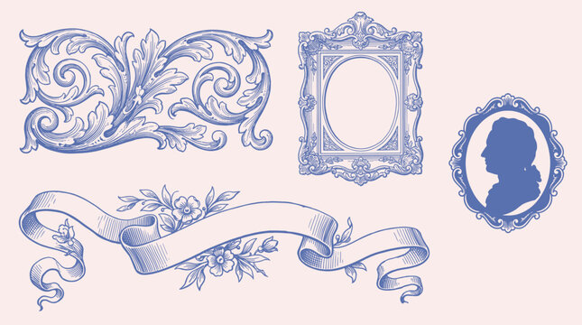 Vintage vector set retro cards. Template greeting card border or invitation