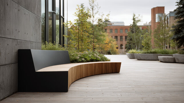 Modern sustainable urban plaza featuring integrated smart compost seating and minimalist eco-friendly landscape design