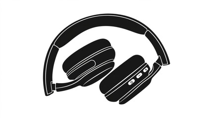 Fototapeta premium Black headphones isolated on white background for music audio listening and studio sound use