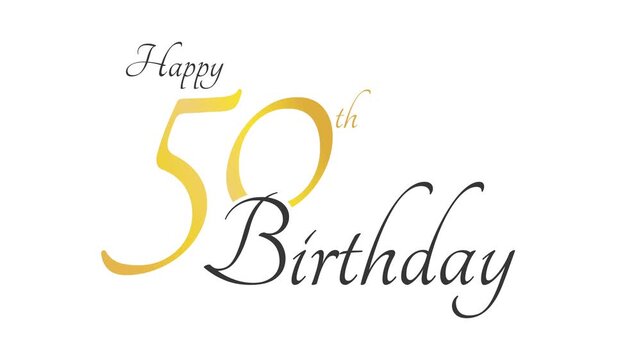 Happy 50th Birthday Animated Golden Typography Motion Graphic