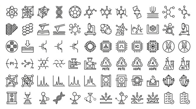 Collection of Scientific and Technical Icons and Symbols.