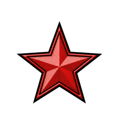 Fototapeta premium Shiny red star shape with a dark outline and textured surface Isolated transparent icon png