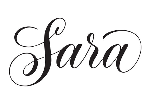 Elegant sara name in a handwritten calligraphy script font with calligraphy typography handwritten lettering isolated beautiful signature invitation