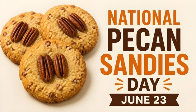 National Pecan Sandies Day vector. Sweet cookies with pecans nuts icon vector. American food holiday. Pecan Sandy Day Poster, June 23. Important day