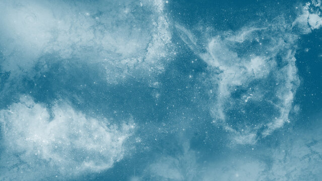 Soft blue spiritual space background with ethereal dust clouds