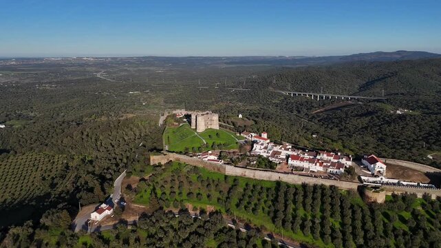 Second Drone Orbit Around Evoramonte Castle and Old Town