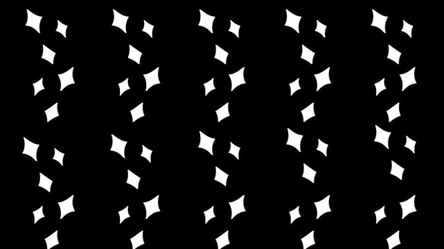 Sparkling white star shapes flickering in rhythmic patterns across a solid green screen designed for professional video editing projects requiring high quality motion graphic overlays for various 