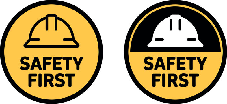 Safety First Construction Helmet Warning Stickers Isolated Transparent Background Design