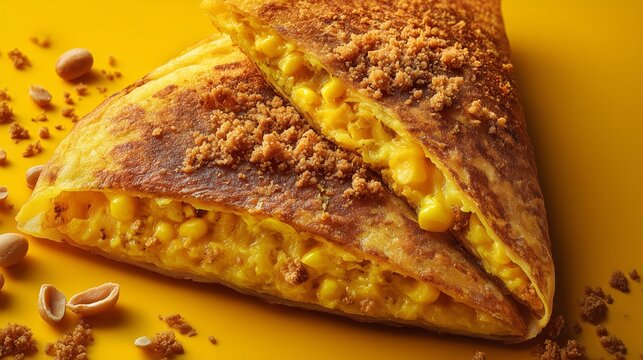 Apam Balik Traditional Malaysian Pancake, Delicious Sweet Street Food Dessert, Asian Cuisine, Peanut Corn Filling, Crispy Texture