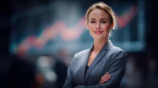 Female diversity. Human rights, equal opportunity concept. A professional portrait of a woman, captured in a side profile. She wears a textured gray blazer with a deep Vneckline.