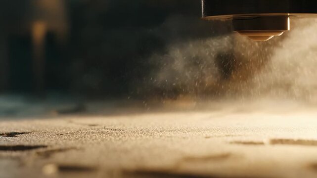 Industrial machine creating a three dimensional object by precisely melting and fusing fine metal powder layers with a laser, representing modern manufacturing technology and innovation