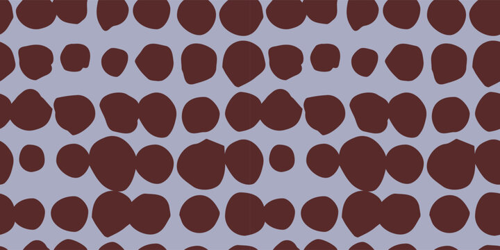 Hand drawn seamless pattern featuring abstract organic brown shapes on a lavender background