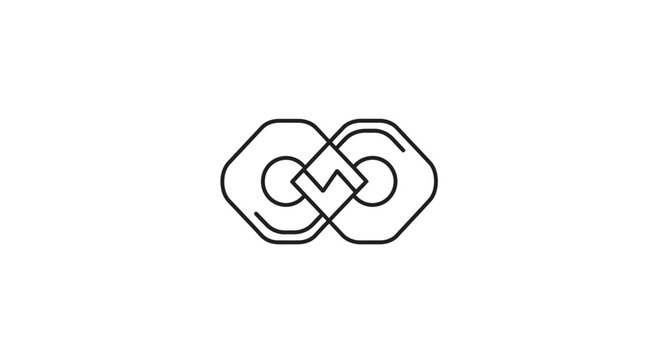 Black and white geometric shape symbol.