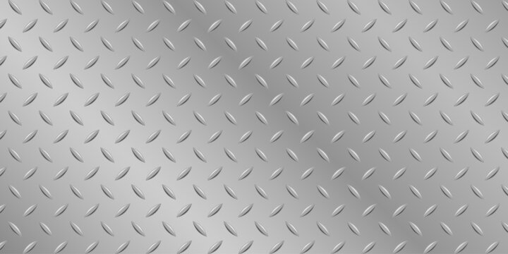 Metal flooring seamless pattern. Steel diamond plate, industry iron floor texture background. Rough stainless walkway, grid floor vector illustration