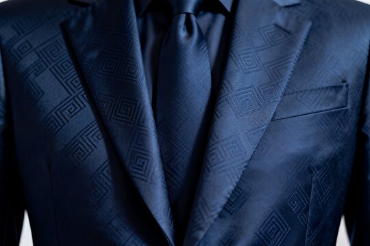 Closeup of a patterned blue suit