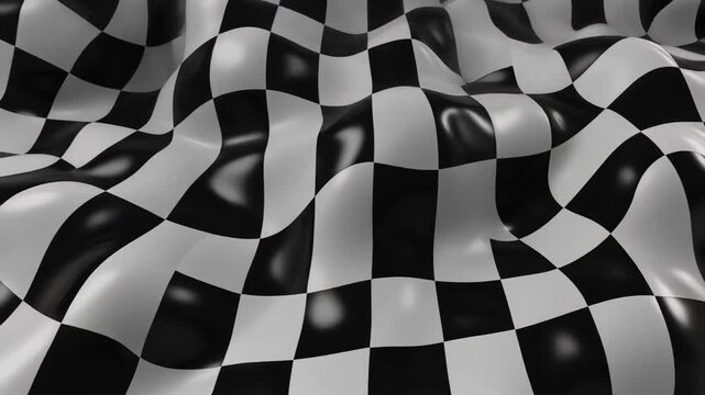 Seamless Loop of Abstract Black and White Checker Pattern Morphing Smoothly, Dynamic Waving Surface, Modern Full HD Motion Background Animation