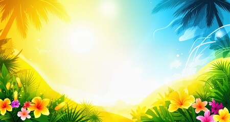 Fototapeta premium Sunny summer tropical abstract background 