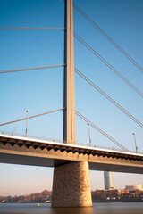 Fototapeta premium Modern Cable Stayed Bridge Structure At Sunset Time
