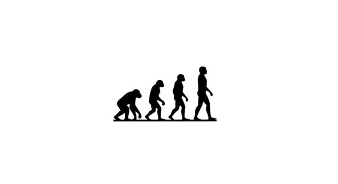 Silhouette depicting human evolution in stages representing the journey of development