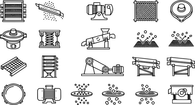 Industrial Screening and Separation Equipment Line Icons
