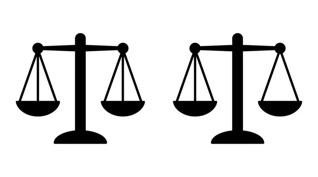 Scales Of Justice Silhouette Against White Background Legal Symbolism