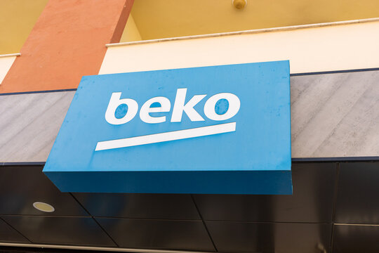 Avsallar, Turkey - September 25, 2025: Beko brand sign displayed on commercial building