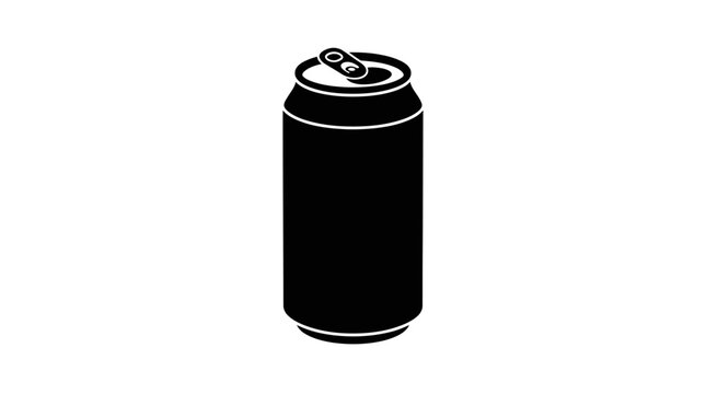 Opened aluminum can black silhouette on a white background