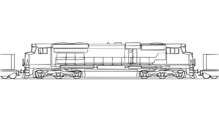 Locomotive Train Engine Side View Illustration. © Lailai