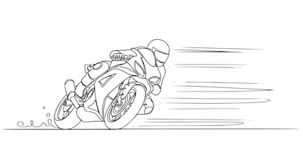 Motorcyclist Riding Fast on Track. © Lailai