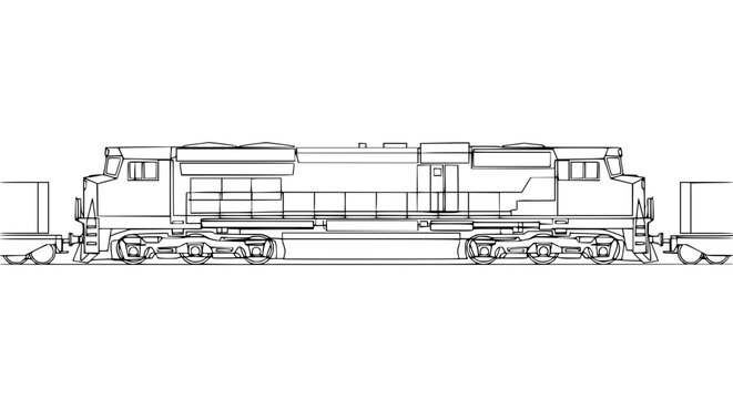 Locomotive Train Engine Side View Illustration.