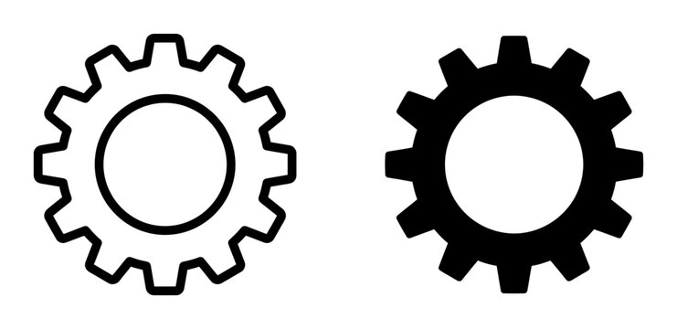 Gear Icons, Cogwheel Symbols, Mechanical Parts, Engineering Design Elements, Machine Components, Industry Icons