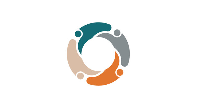 Abstract illustration of teamwork and collaboration forming a circular interconnected design