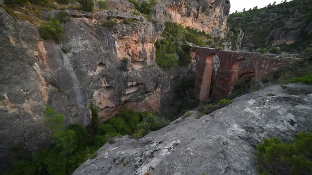 Epic Ancient Stone Aqueduct Pe&ntilde;a Cortada Chelva Spain, Roman Engineering Heritage Cinematic Video